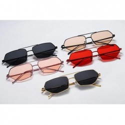 Rectangular 2019 Small Chic Rectangular Metal Frame Sunglasses Women Men Fashion Vintage Design UV400 NX - Pink - C418T7ANAMQ...