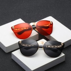 Cat Eye Fashion Frameless Sunglasses Oversized - E - CE18Q65MKON $8.44