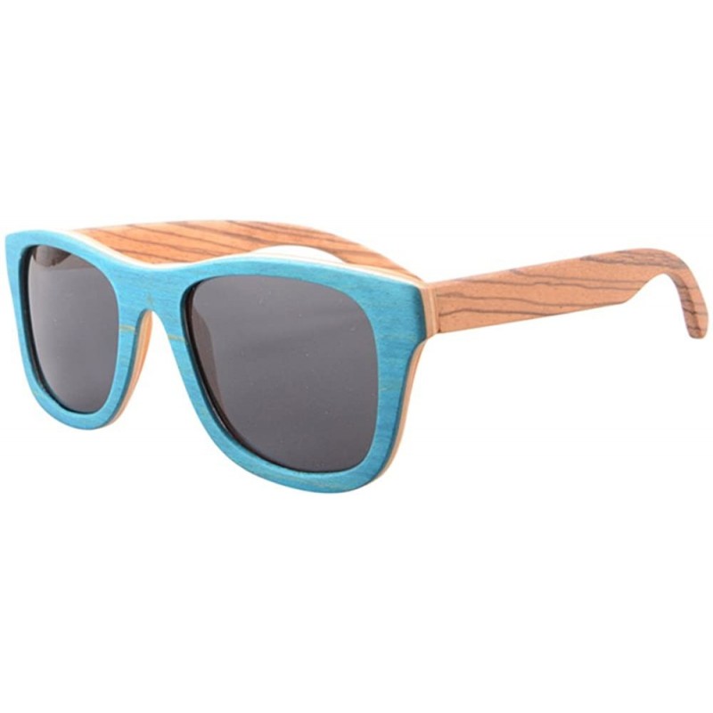 Wayfarer Handmade Polarized Wood Sunglasses Skateboard Wooden Sun Glasses UV400 Protection-Z68004 - CK12F6EYBZL $23.48