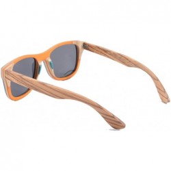 Wayfarer Handmade Polarized Wood Sunglasses Skateboard Wooden Sun Glasses UV400 Protection-Z68004 - CK12F6EYBZL $23.48