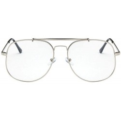 Oval Unisex Eyewear Metal Frame with Case UV400 Protection Couple Sunglasses - Silver Frame/White Lens - CI18WRKD5S8 $20.44
