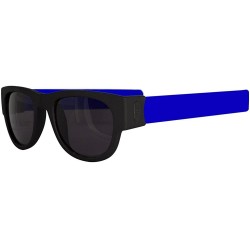 Wayfarer Foldable Sunglasses - Flexible Silicone Frame and Temples - Roll and Clip On - Blue - C217YHM76IH $14.63