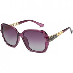 Square Women Sunglasses Fashion Ladies Polarized Shades Square Oversized Sunglasses VC1002 - Purple Frame/Purple Lens - C0180...