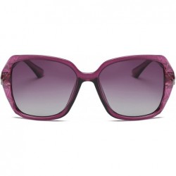 Square Women Sunglasses Fashion Ladies Polarized Shades Square Oversized Sunglasses VC1002 - Purple Frame/Purple Lens - C0180...