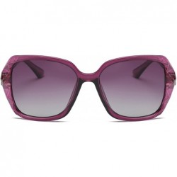 Square Women Sunglasses Fashion Ladies Polarized Shades Square Oversized Sunglasses VC1002 - Purple Frame/Purple Lens - C0180...