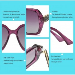 Square Women Sunglasses Fashion Ladies Polarized Shades Square Oversized Sunglasses VC1002 - Purple Frame/Purple Lens - C0180...