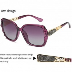 Square Women Sunglasses Fashion Ladies Polarized Shades Square Oversized Sunglasses VC1002 - Purple Frame/Purple Lens - C0180...