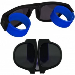 Wayfarer Foldable Sunglasses - Flexible Silicone Frame and Temples - Roll and Clip On - Blue - C217YHM76IH $14.63