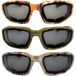 Sport Set of 2- 3 Pairs Motorcycle CAMO Padded Foam Sport Glasses Colored Lens - Smoke_camo3_camo1_camo2_polarized - CH183YEL...