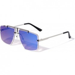 Aviator Square Rimless Diamond Edge Cut Lens Aviator - Blue Silver - CK1972Q6EW2 $26.54