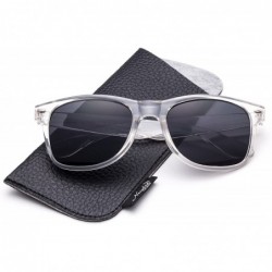 Sport Sunglasses with Pouch Classic 80's Retro Vintage Design UV Protection Sunglasses - Clear/Smoke - CN18D5W20X6 $19.40