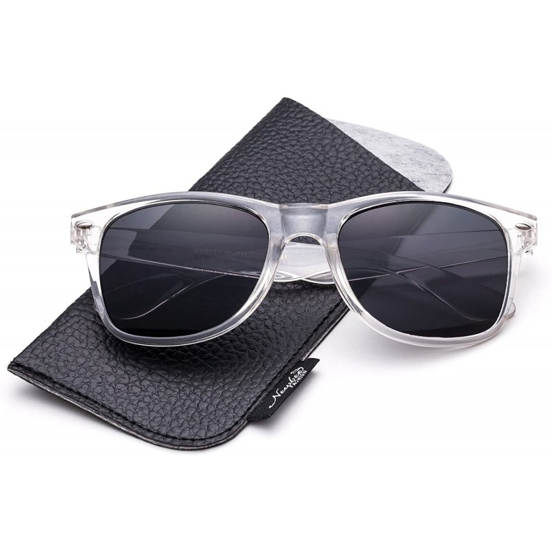 Sport Sunglasses with Pouch Classic 80's Retro Vintage Design UV Protection Sunglasses - Clear/Smoke - CN18D5W20X6 $12.16