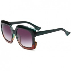 Goggle Sunglasses Oversized Rectangular Frame Women's Fashion Sun Resin frame - Green Orange - CU18DWCQKCD $9.84