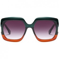 Goggle Sunglasses Oversized Rectangular Frame Women's Fashion Sun Resin frame - Green Orange - CU18DWCQKCD $9.84