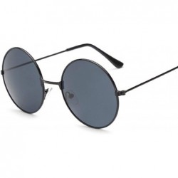 Oversized Round Mirror Sunglasses Women Luxury Brand Original Design Black Sun Glasses Female Oculos - Goldblue - C618W9KG30E...