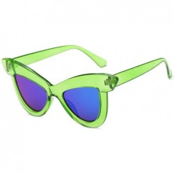 Cat Eye Vintage Cat Eye Sunglasses Women's Plastic Frame UV400 - Green Blue - CT18NS8M540 $20.01