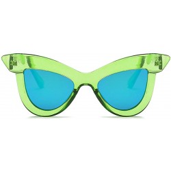 Cat Eye Vintage Cat Eye Sunglasses Women's Plastic Frame UV400 - Green Blue - CT18NS8M540 $11.64