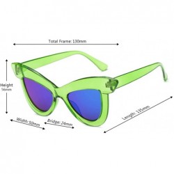 Cat Eye Vintage Cat Eye Sunglasses Women's Plastic Frame UV400 - Green Blue - CT18NS8M540 $11.64