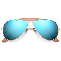 Rimless outdoorsman aviator sunglasses for men women crystal glass lens mirrored sun glasses UV400 protection - Ice Blue - C9...