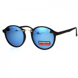 Round Mens Round Thin Plastic Retro Horn Rim Color Mirror Lens Sunglasses - Tortoie Blue - C517YSRI275 $11.80