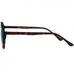 Round Mens Round Thin Plastic Retro Horn Rim Color Mirror Lens Sunglasses - Tortoie Blue - C517YSRI275 $11.80