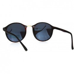 Round Mens Round Thin Plastic Retro Horn Rim Color Mirror Lens Sunglasses - Tortoie Blue - C517YSRI275 $11.80