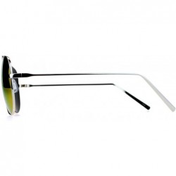 Aviator Unisex Sunglasses Top Bridge Metal Frame Color Mirror Lens - Silver (Fuchsia Mirror) - CO1875Q40MC $7.77