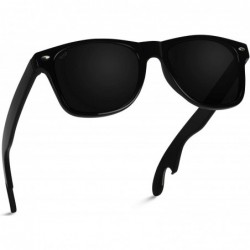 Wayfarer New Horn Rimmed Style Bottle Opener Sunglasses - Glossy Black Frame / Black Lens - CZ124IBAAWT $29.62