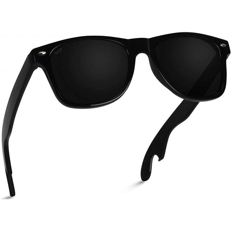 Wayfarer New Horn Rimmed Style Bottle Opener Sunglasses - Glossy Black Frame / Black Lens - CZ124IBAAWT $19.88