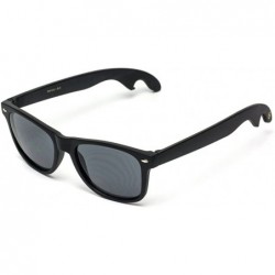 Wayfarer New Horn Rimmed Style Bottle Opener Sunglasses - Glossy Black Frame / Black Lens - CZ124IBAAWT $19.88