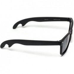 Wayfarer New Horn Rimmed Style Bottle Opener Sunglasses - Glossy Black Frame / Black Lens - CZ124IBAAWT $19.88