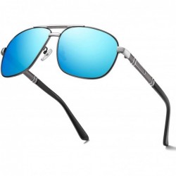 Oval Square Aviator Sunglasses Sunglasses for Men Classic Shades UV400 VLUS9521 - C2 Silver Frame/Blue Lens - CB194TS8T03 $18.54