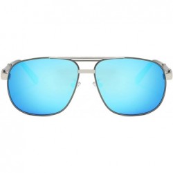 Oval Square Aviator Sunglasses Sunglasses for Men Classic Shades UV400 VLUS9521 - C2 Silver Frame/Blue Lens - CB194TS8T03 $8.02