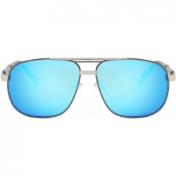 Oval Square Aviator Sunglasses Sunglasses for Men Classic Shades UV400 VLUS9521 - C2 Silver Frame/Blue Lens - CB194TS8T03 $8.02