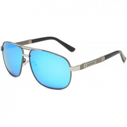 Oval Square Aviator Sunglasses Sunglasses for Men Classic Shades UV400 VLUS9521 - C2 Silver Frame/Blue Lens - CB194TS8T03 $8.02