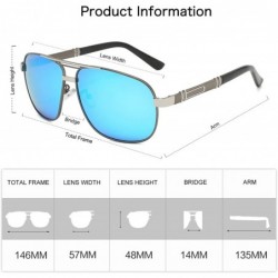 Oval Square Aviator Sunglasses Sunglasses for Men Classic Shades UV400 VLUS9521 - C2 Silver Frame/Blue Lens - CB194TS8T03 $8.02