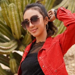Square Oversized Pentagon Square Shape Sunglasses w/Flat Color Tinted Lens 3352-FLOCR - CX18O8ODKQ5 $8.31