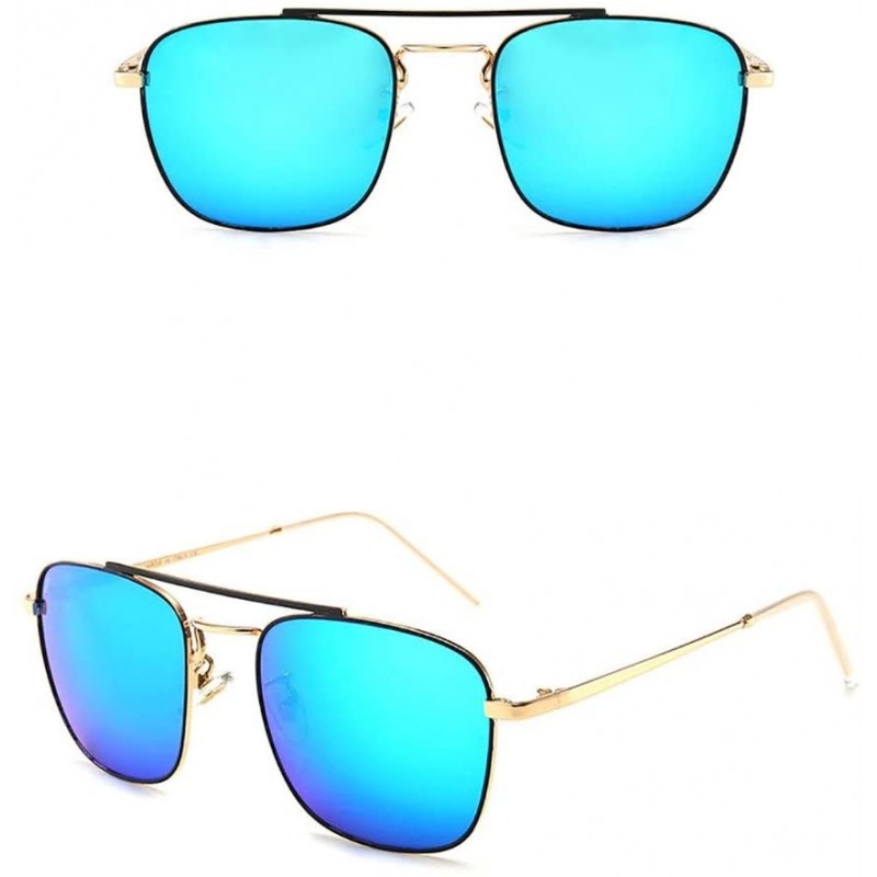 Square Men/Women's Comfortable Square Classic Fashion Driving Sunglasses (Color Gold/Blue) - Gold/Blue - CO1997M7HK9 $44.74