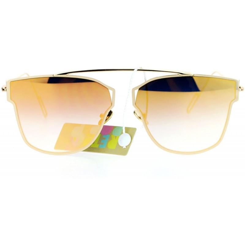 Rimless Ultra Flat Lens Bridgeless Flat Top Bridge Half Horn Rim Sunglasses - Gold Orange - C312CO4S4NL $13.39
