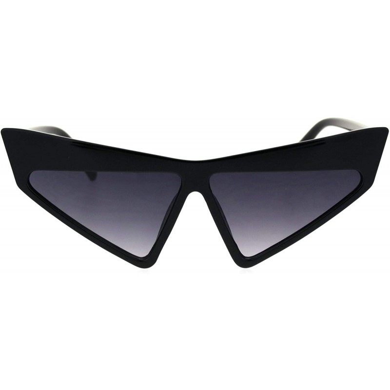 Cat Eye Thick Angry Eyebrow Plastic Triangle Cat Eye Sunglasses - Black Smoke - CP18S5T2825 $12.25