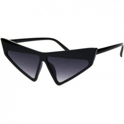 Cat Eye Thick Angry Eyebrow Plastic Triangle Cat Eye Sunglasses - Black Smoke - CP18S5T2825 $12.25