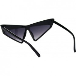 Cat Eye Thick Angry Eyebrow Plastic Triangle Cat Eye Sunglasses - Black Smoke - CP18S5T2825 $12.25