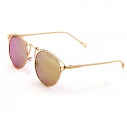 Oval Womens Fashion Round Metal Cut-Out Near Flat Flash Mirror Lens Hip Sunglasses - Pink - CI188WXZQ2K $11.23