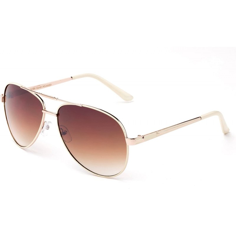 Aviator Ableton" - Aviator Classy Design Vintage Fashion Sunglasses for Men and Women - Gold/White/Brown - C712M436NIF $11.89