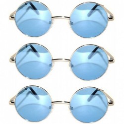 Goggle Set of 3 Pairs Round Retro Vintage Circle Sunglasses Colored Metal Frame Small model 43 mm - C3184ZSKU2A $9.40