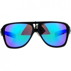 Aviator KUSH Sunglasses Mens Sporty Flat Top Racer Aviator Matte Black Mirror Lens - Black (Green Kush) - CM189YM6N4U $8.57