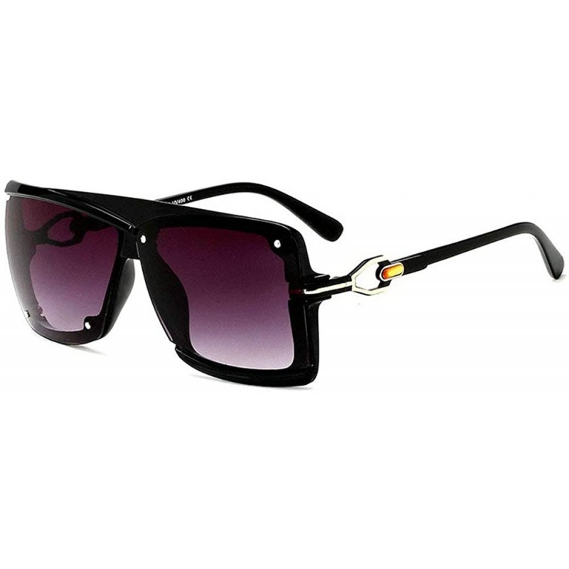 Shield Oversized Sunglasses Transparent Vintage Windproof - Black - C218NZIEGR5 $13.46