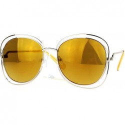 Butterfly Double Scribble Rectangular Designer Fashion Metal Butterfly Sunglasses - All Gold - C7127A9V1JN $9.49