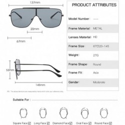 Oversized One Piece Oversized Sunglasses for Men and Women Driving Eyewear Shades UV400 - Gold Grey - CL19088UQIH $11.43