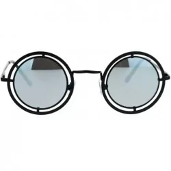 Round Victorian Steam Punk Double Frame Round Circle Lens Sunglasses - Black Silver - C312L9XNH3P $22.10